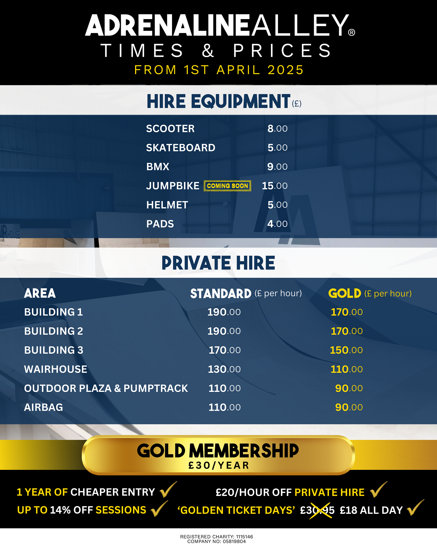 TIMES & PRICES FROM 1ST APRIL 2025